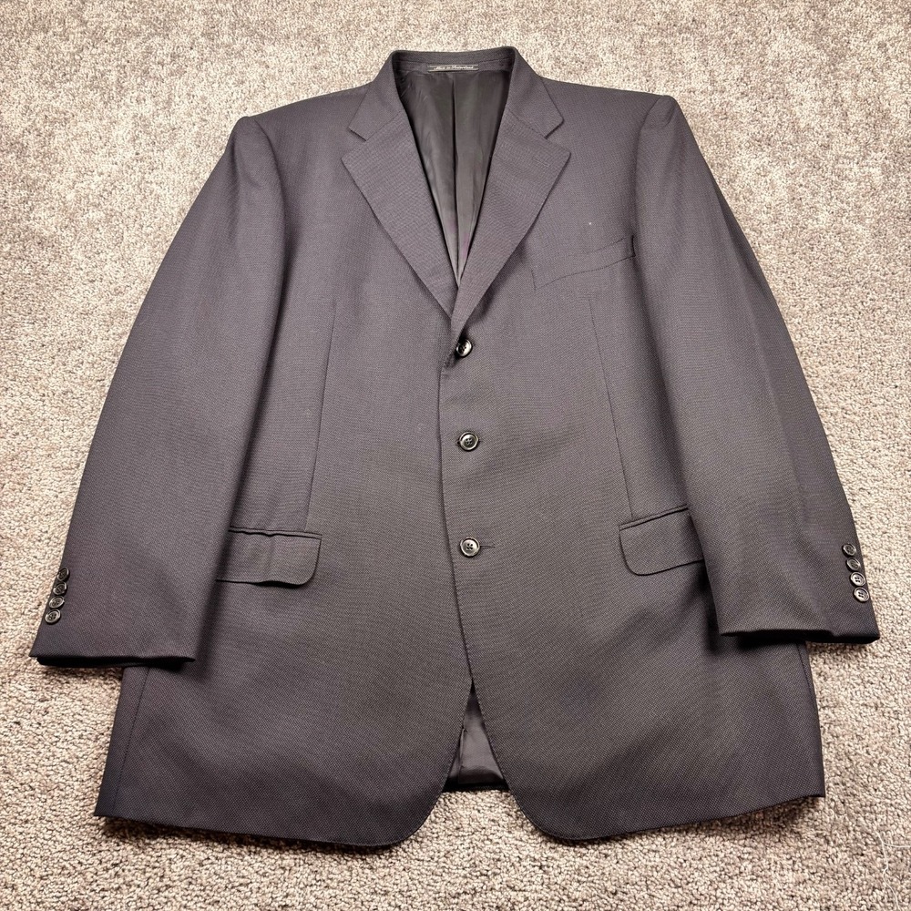 Ermenegildo Zegna Blazer Mensā 44L Long Navy 3 Button Birdseye Wool